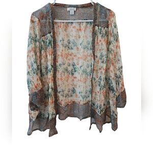 SUNDANCE 100% CUPRO SHORT SLEEVE OPEN CARDIGAN BOHO. SIZE MEDIUM.